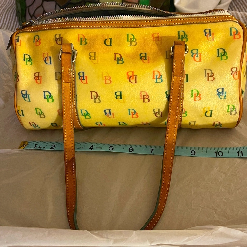 Vintage Dooney & Bourke Yellow Multicolor Shoulder Bag with Rainbow Zipper